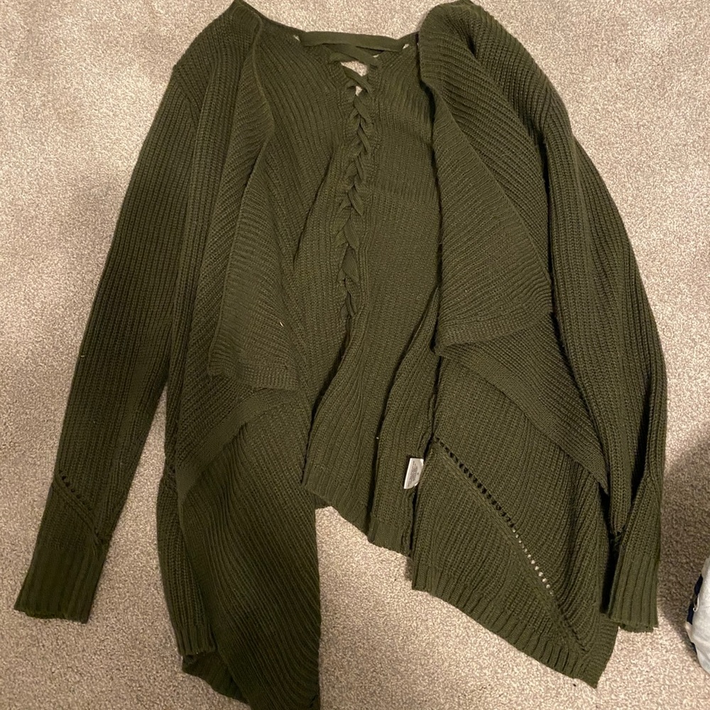 Army green cardigan